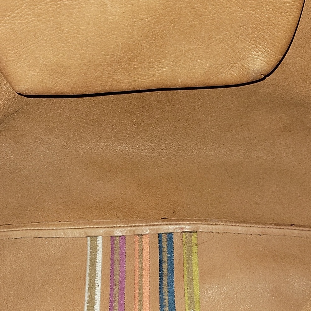 Madewell Tan Leather Embroidered Stripe Tote Bag - Picture 13 of 15